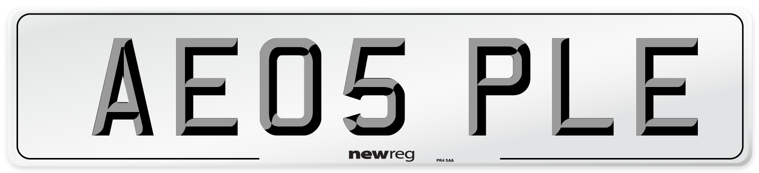 AE05 PLE Number Plate from New Reg